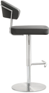 TOV Cosmo Grey Performance Vegan Leather and Stainless Steel Barstool