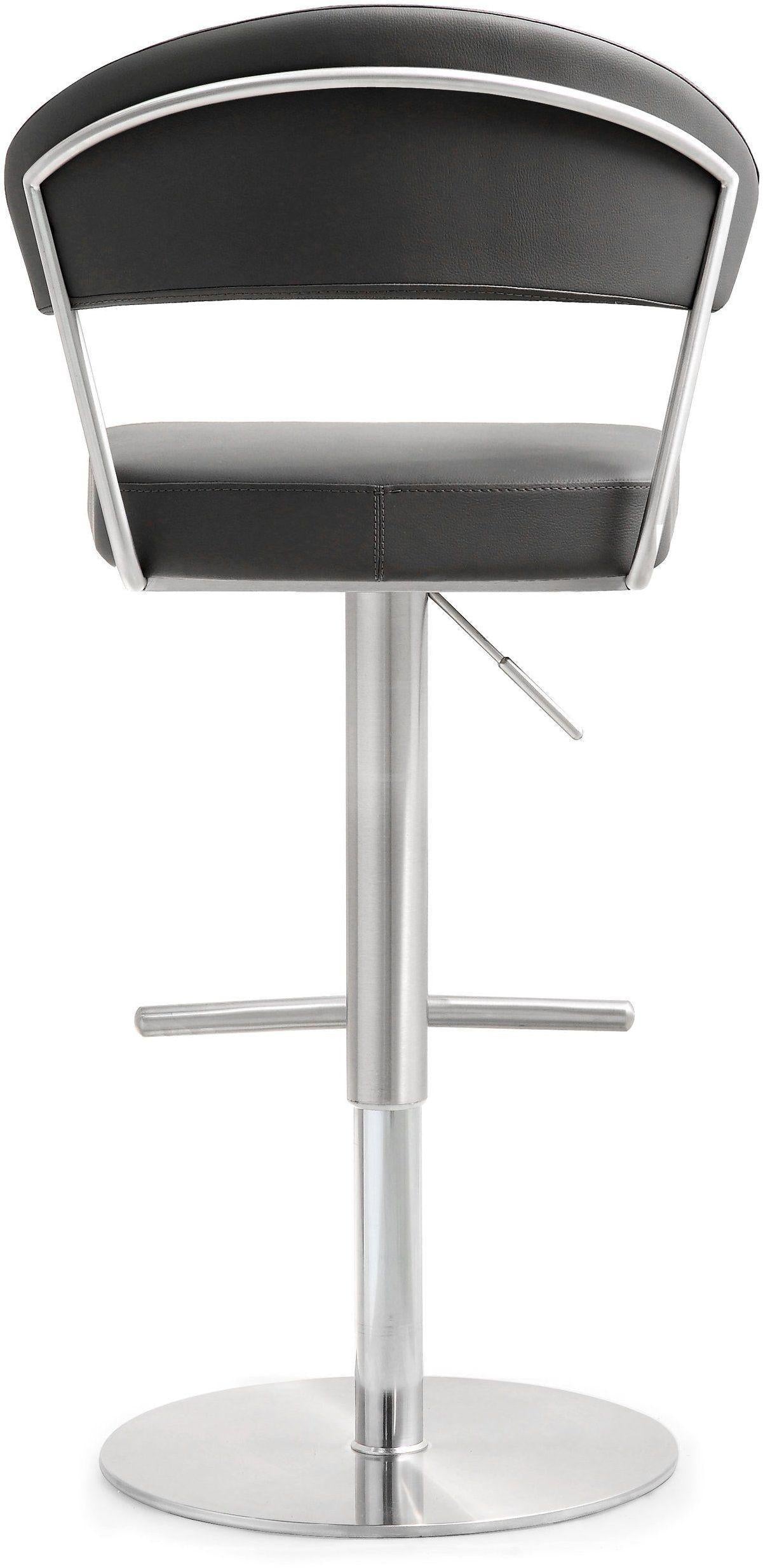 TOV Cosmo Grey Performance Vegan Leather and Stainless Steel Barstool