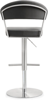 TOV Cosmo Grey Performance Vegan Leather and Stainless Steel Barstool