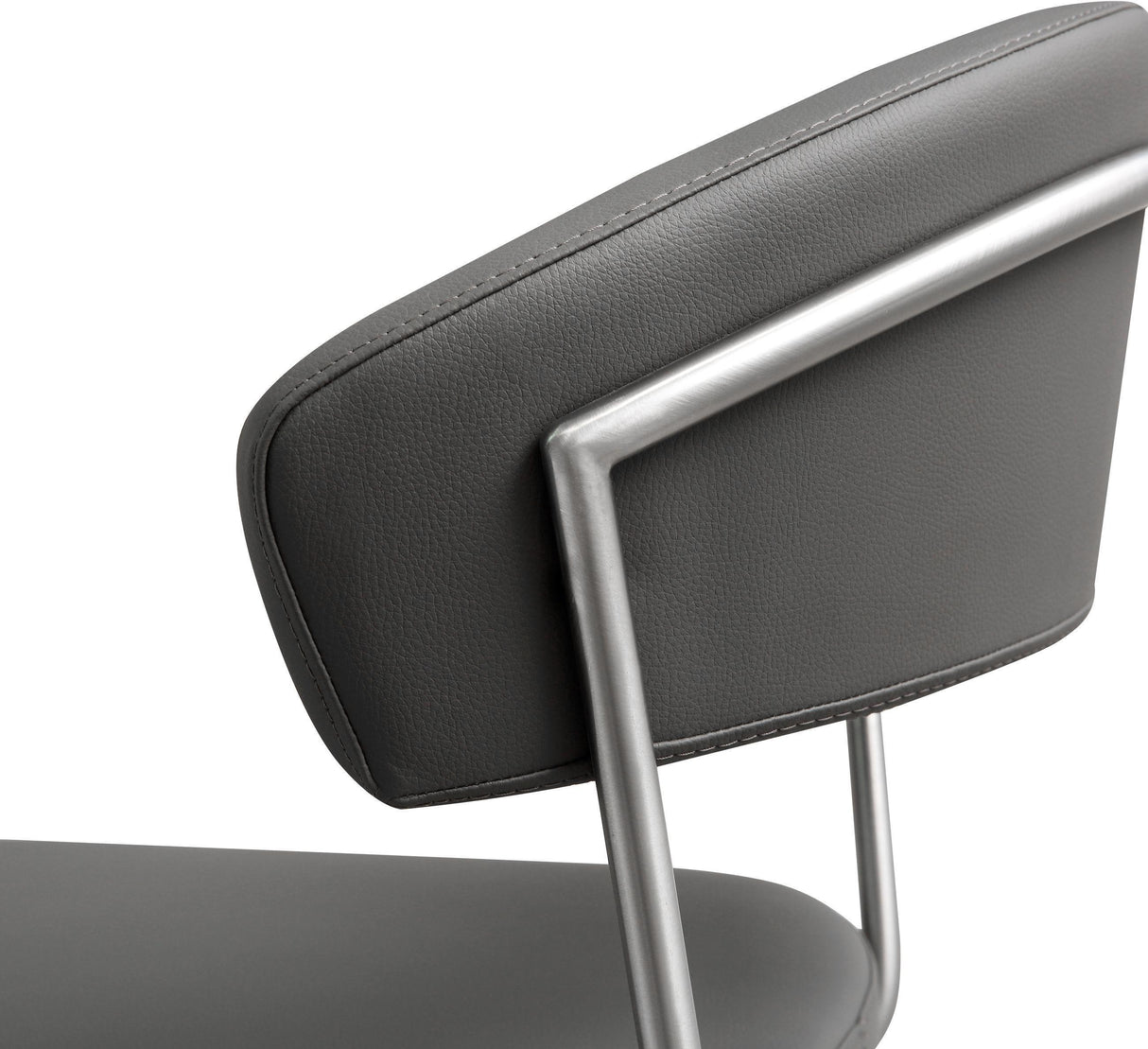 TOV Cosmo Grey Performance Vegan Leather and Stainless Steel Barstool