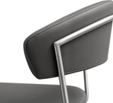 TOV Cosmo Grey Performance Vegan Leather and Stainless Steel Barstool
