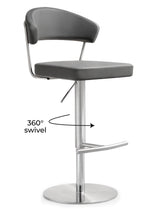 TOV Cosmo Grey Performance Vegan Leather and Stainless Steel Barstool