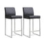 TOV Denmark Black Performance Vegan Leather and Stainless Steel Counter Stool - Set of 2