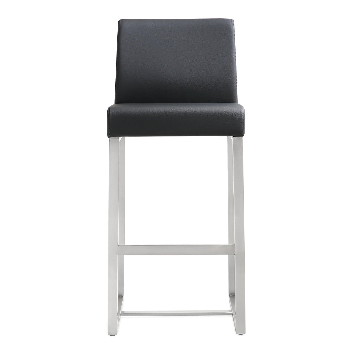 TOV Denmark Black Performance Vegan Leather and Stainless Steel Counter Stool - Set of 2