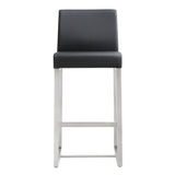 TOV Denmark Black Performance Vegan Leather and Stainless Steel Counter Stool - Set of 2