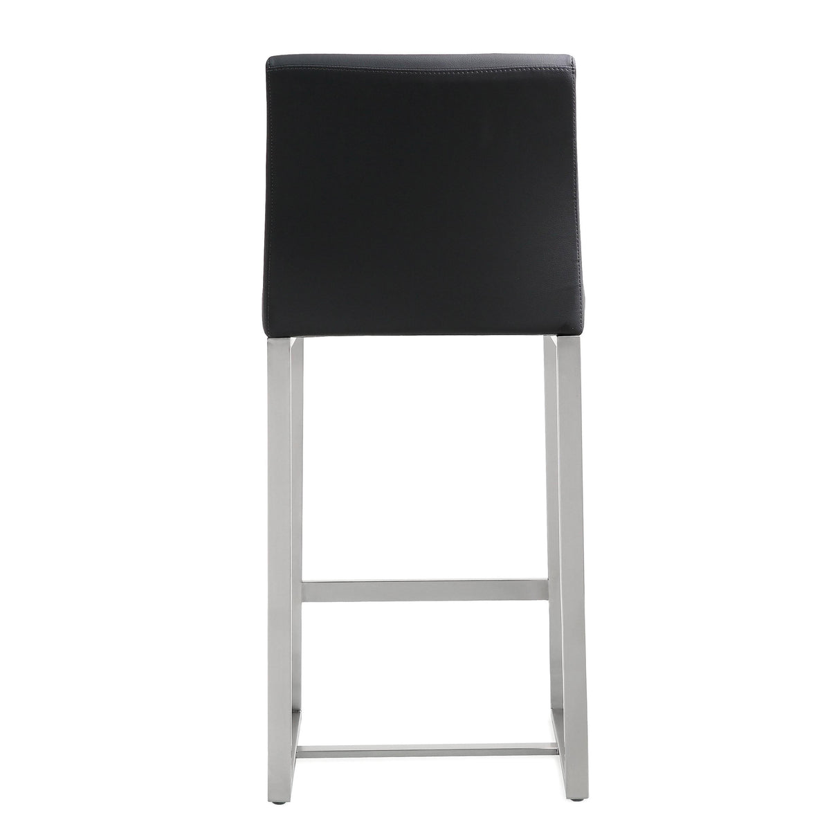 TOV Denmark Black Performance Vegan Leather and Stainless Steel Counter Stool - Set of 2