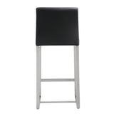 TOV Denmark Black Performance Vegan Leather and Stainless Steel Counter Stool - Set of 2