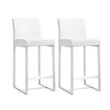 TOV Denmark White Performance Vegan Leather and Stainless Steel Counter Stool - Set of 2