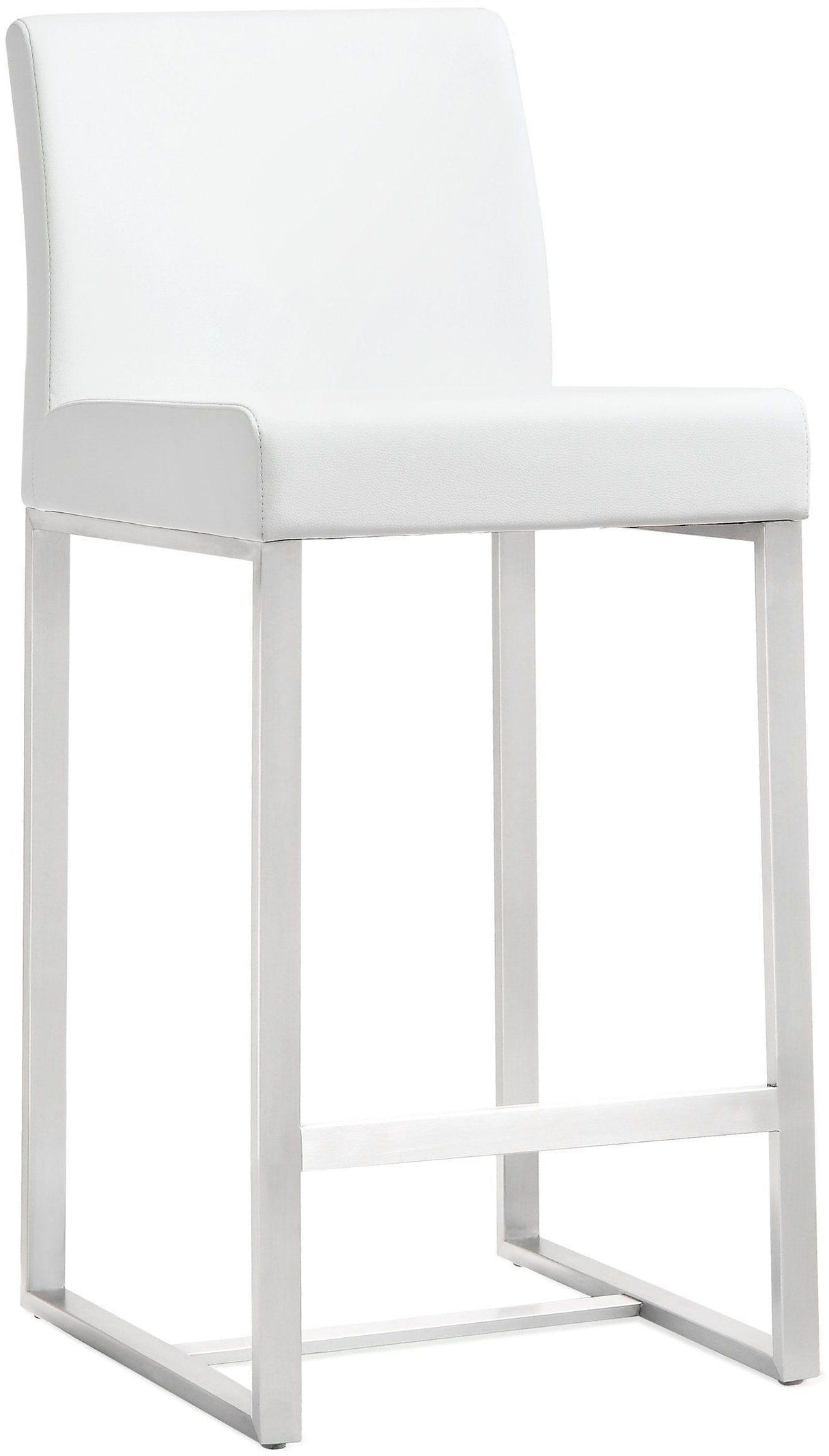 TOV Denmark White Performance Vegan Leather and Stainless Steel Counter Stool - Set of 2