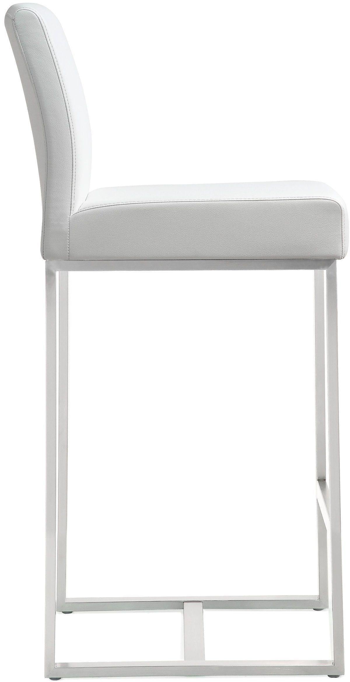 TOV Denmark White Performance Vegan Leather and Stainless Steel Counter Stool - Set of 2
