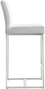 TOV Denmark White Performance Vegan Leather and Stainless Steel Counter Stool - Set of 2