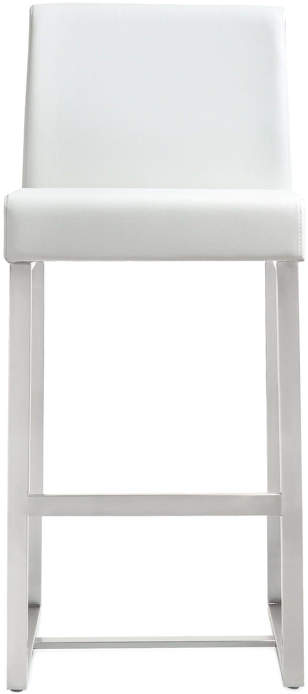 TOV Denmark White Performance Vegan Leather and Stainless Steel Counter Stool - Set of 2