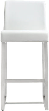 TOV Denmark White Performance Vegan Leather and Stainless Steel Counter Stool - Set of 2