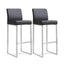 TOV Denmark Black Performance Vegan Leather and Stainless Steel Barstool - Set of 2