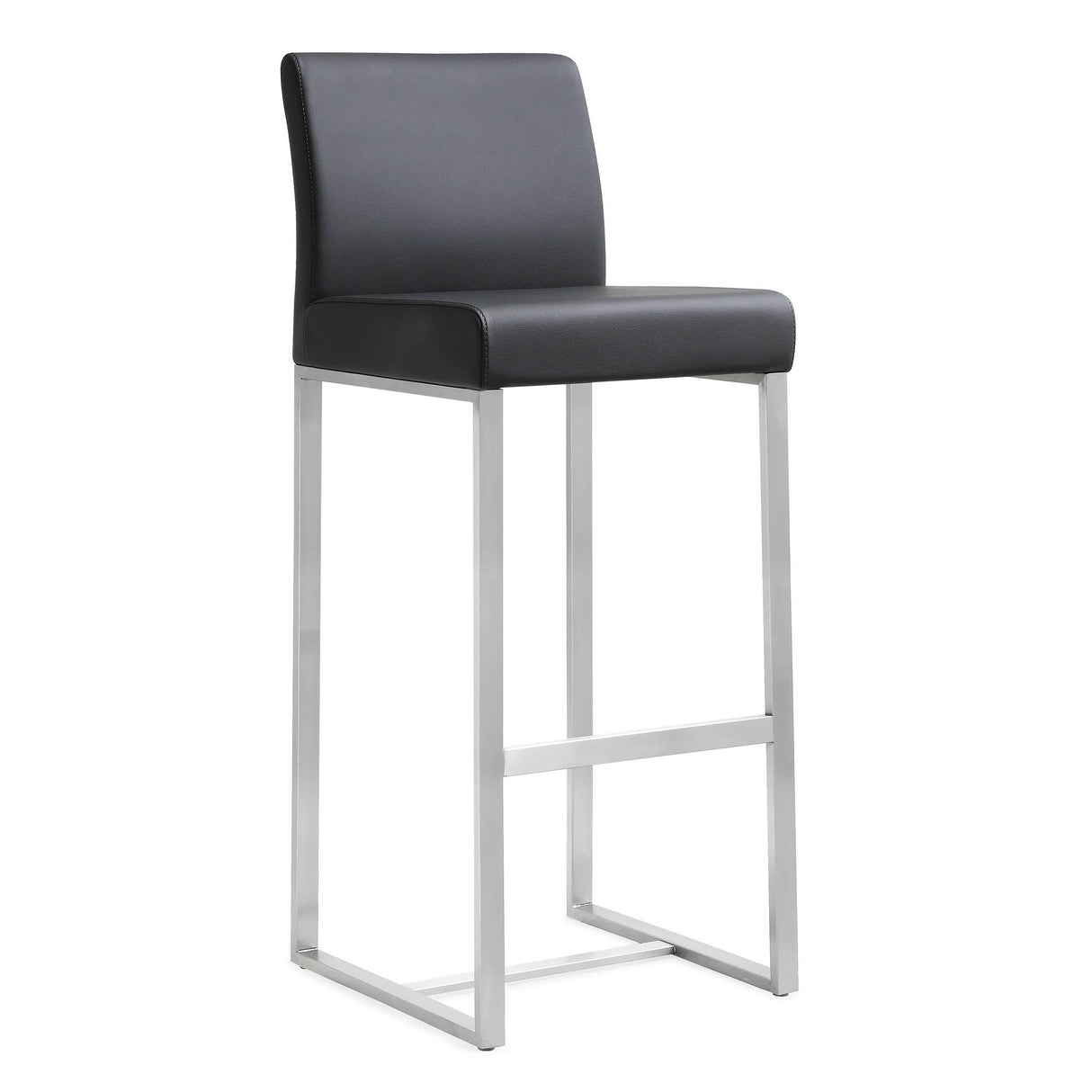 TOV Denmark Black Performance Vegan Leather and Stainless Steel Barstool - Set of 2