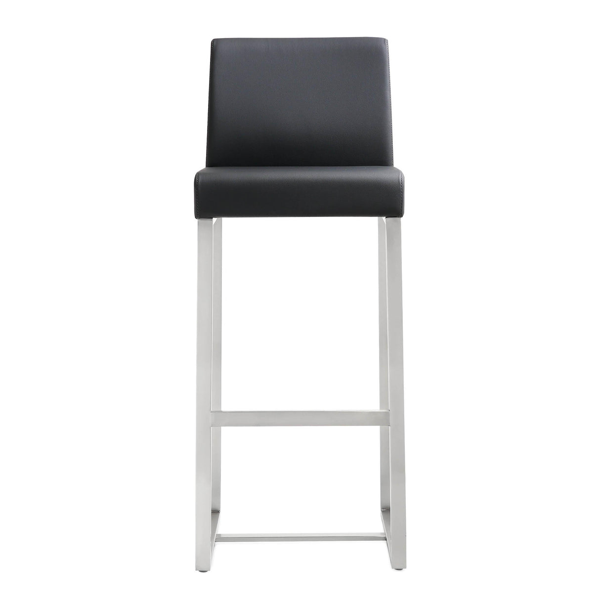 TOV Denmark Black Performance Vegan Leather and Stainless Steel Barstool - Set of 2