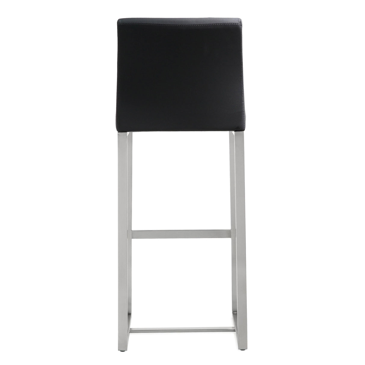 TOV Denmark Black Performance Vegan Leather and Stainless Steel Barstool - Set of 2
