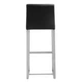 TOV Denmark Black Performance Vegan Leather and Stainless Steel Barstool - Set of 2