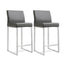 TOV Denmark Grey Performance Vegan Leather and Stainless Steel Counter Stool - Set of 2