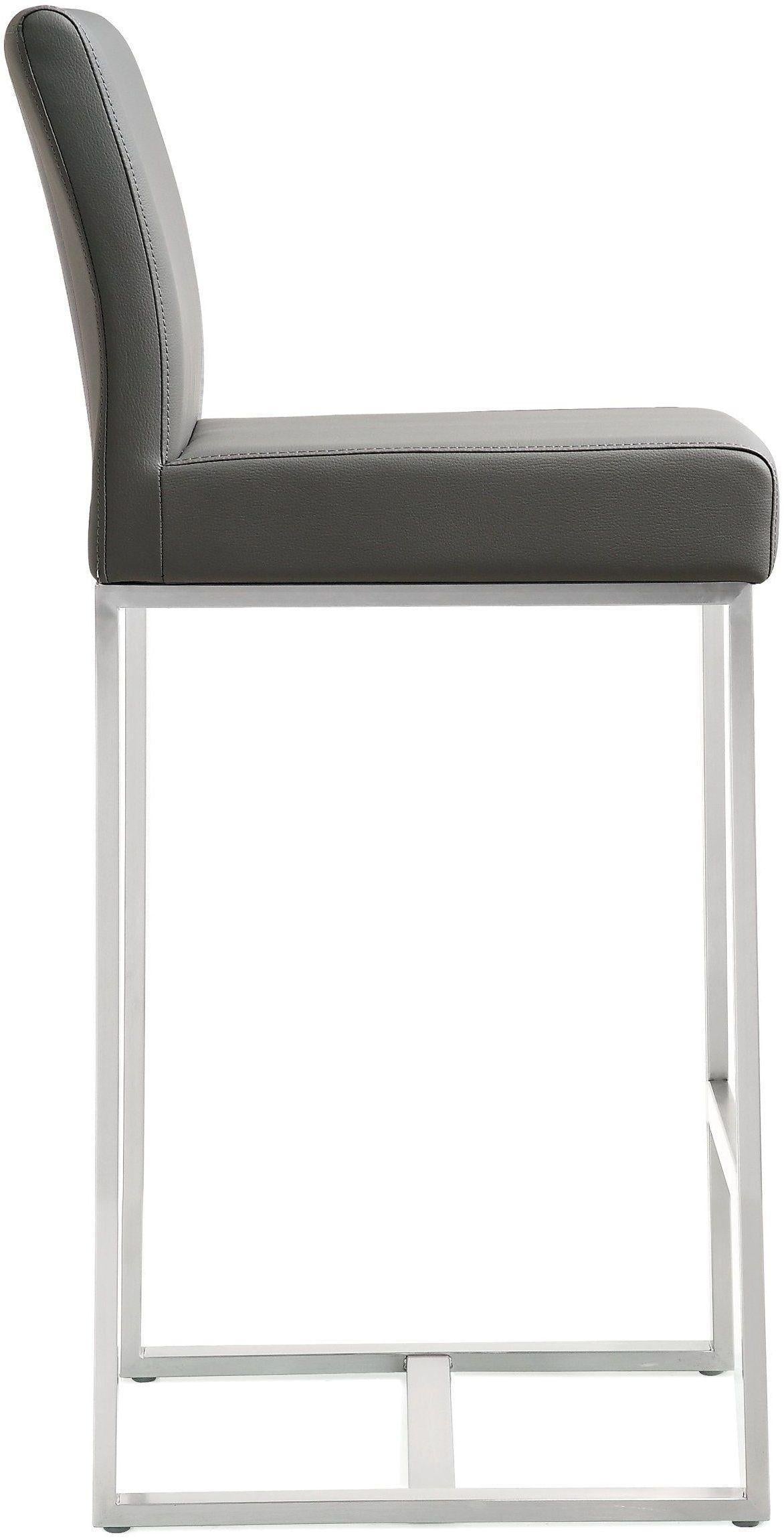 TOV Denmark Grey Performance Vegan Leather and Stainless Steel Counter Stool - Set of 2