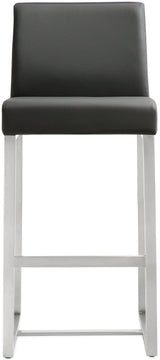 TOV Denmark Grey Performance Vegan Leather and Stainless Steel Counter Stool - Set of 2