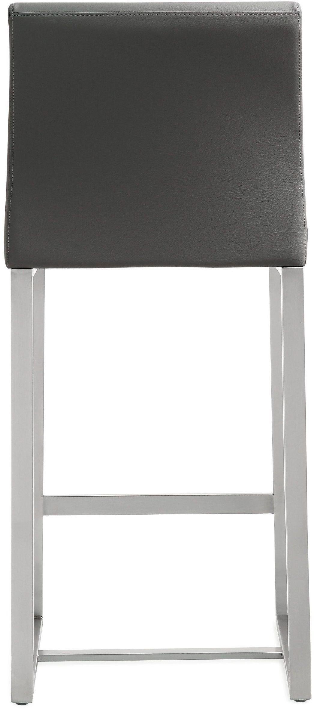 TOV Denmark Grey Performance Vegan Leather and Stainless Steel Counter Stool - Set of 2