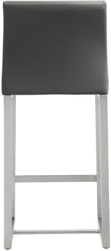 TOV Denmark Grey Performance Vegan Leather and Stainless Steel Counter Stool - Set of 2