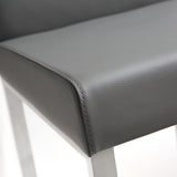 TOV Denmark Grey Performance Vegan Leather and Stainless Steel Counter Stool - Set of 2