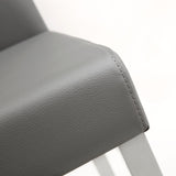 TOV Denmark Grey Performance Vegan Leather and Stainless Steel Counter Stool - Set of 2