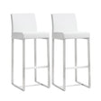 TOV Denmark White Performance Vegan Leather and Stainless Steel Barstool - Set of 2