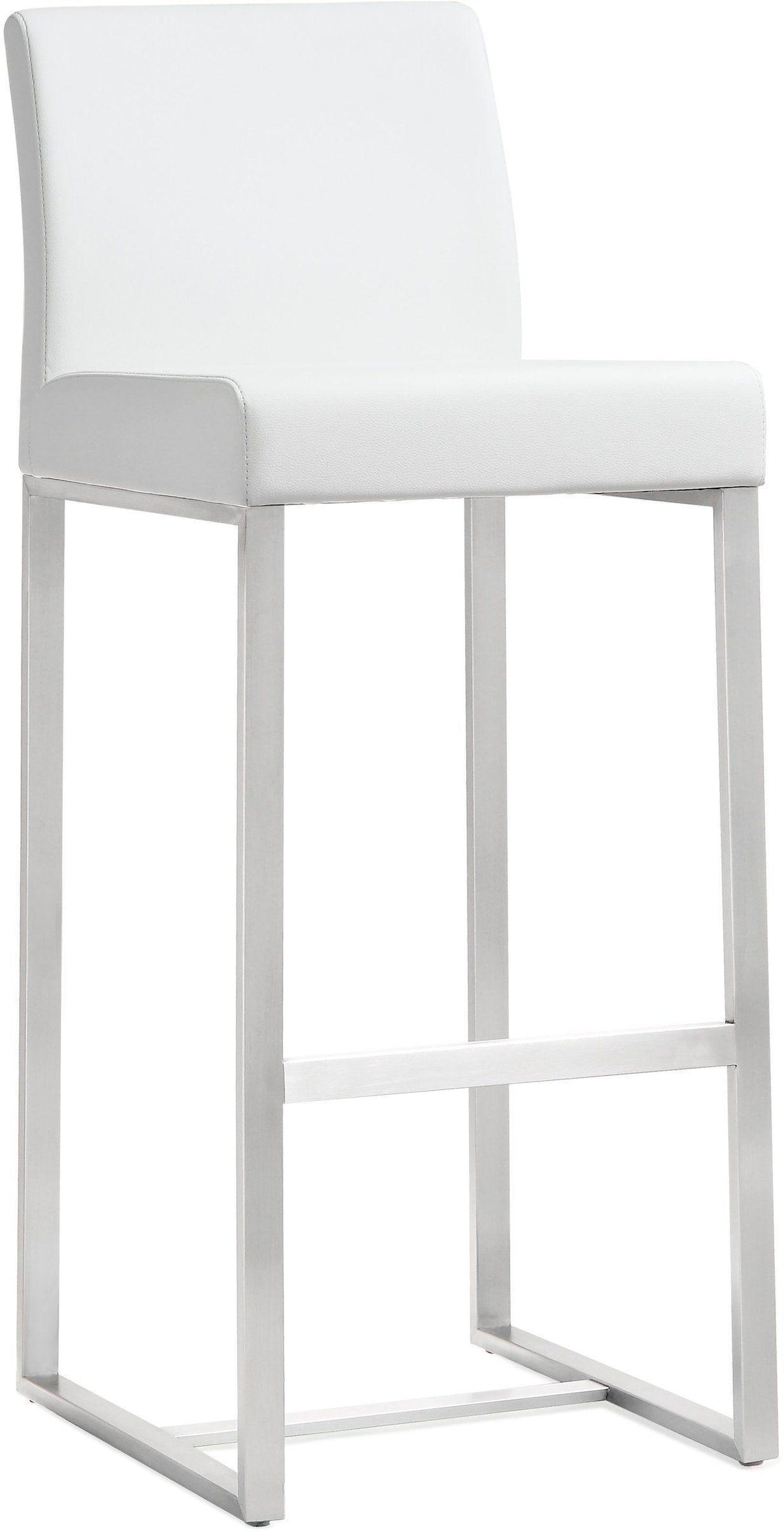 TOV Denmark White Performance Vegan Leather and Stainless Steel Barstool - Set of 2