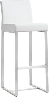 TOV Denmark White Performance Vegan Leather and Stainless Steel Barstool - Set of 2