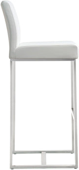 TOV Denmark White Performance Vegan Leather and Stainless Steel Barstool - Set of 2