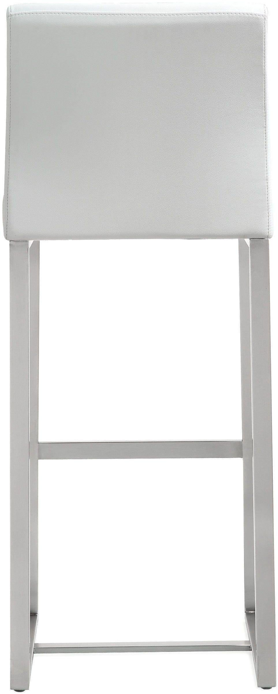 TOV Denmark White Performance Vegan Leather and Stainless Steel Barstool - Set of 2