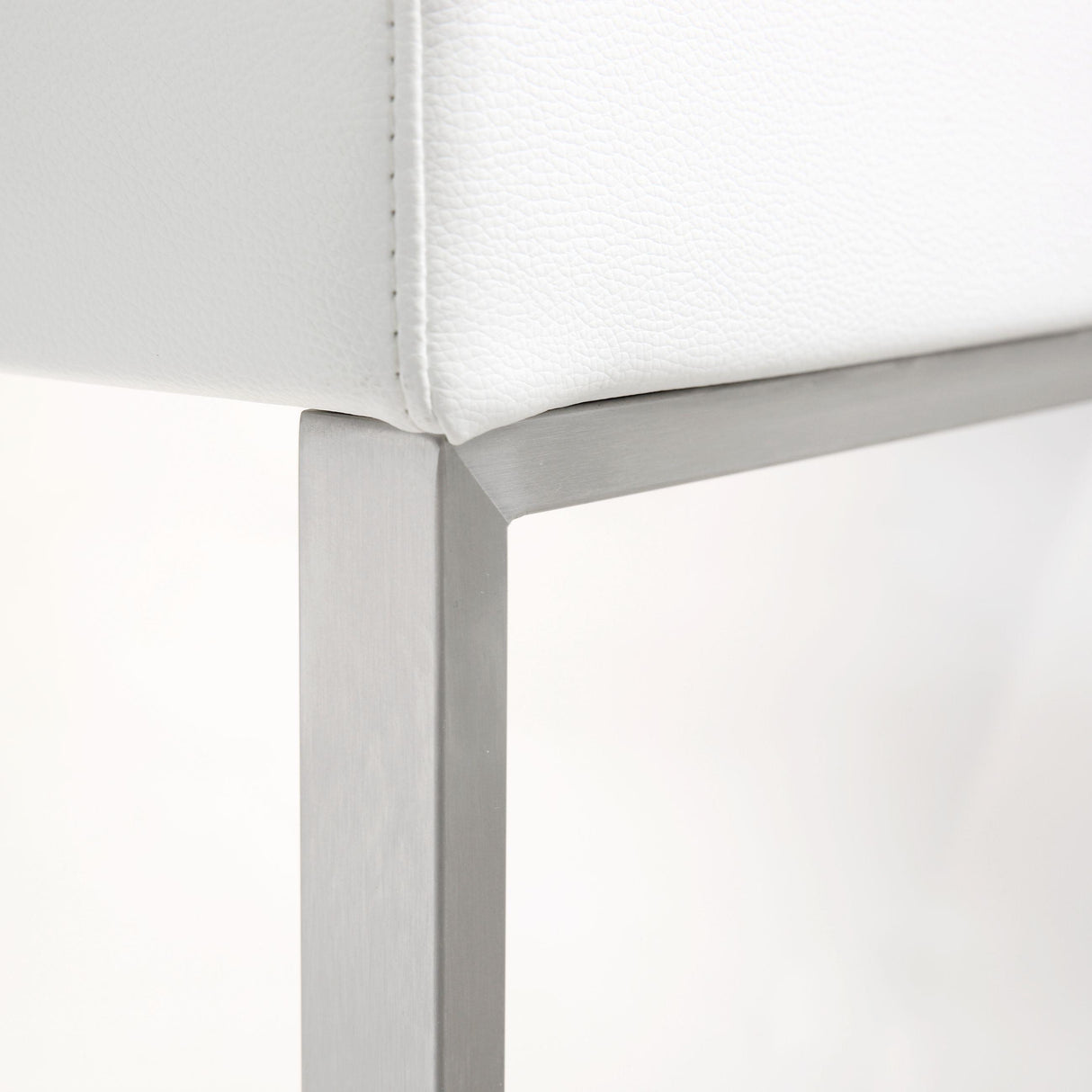 TOV Denmark White Performance Vegan Leather and Stainless Steel Barstool - Set of 2