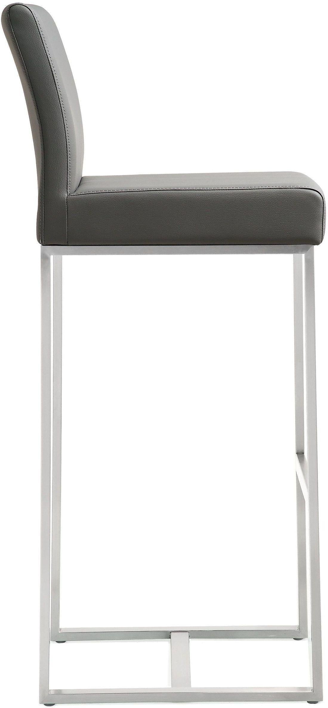 TOV Denmark Grey Performance Vegan Leather and Stainless Steel Barstool - Set of 2