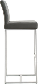 TOV Denmark Grey Performance Vegan Leather and Stainless Steel Barstool - Set of 2