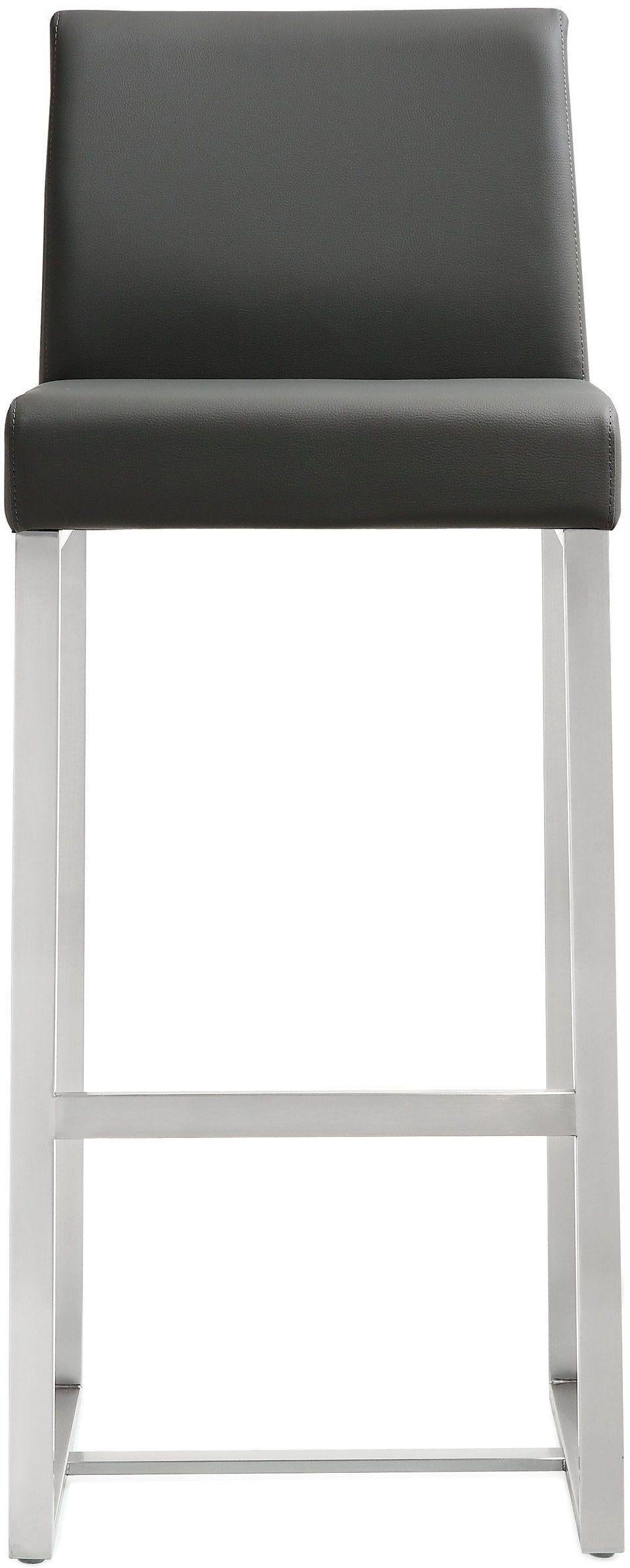 TOV Denmark Grey Performance Vegan Leather and Stainless Steel Barstool - Set of 2