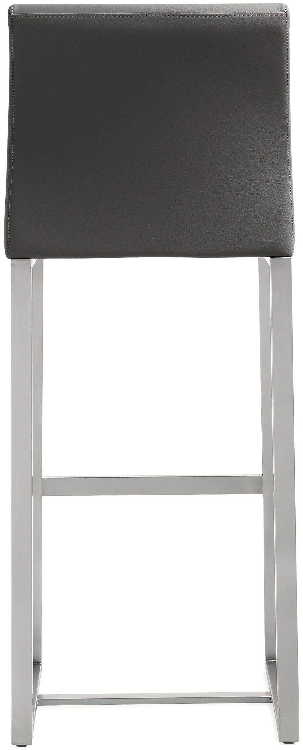TOV Denmark Grey Performance Vegan Leather and Stainless Steel Barstool - Set of 2