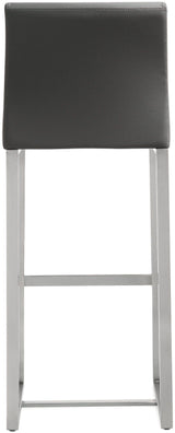 TOV Denmark Grey Performance Vegan Leather and Stainless Steel Barstool - Set of 2