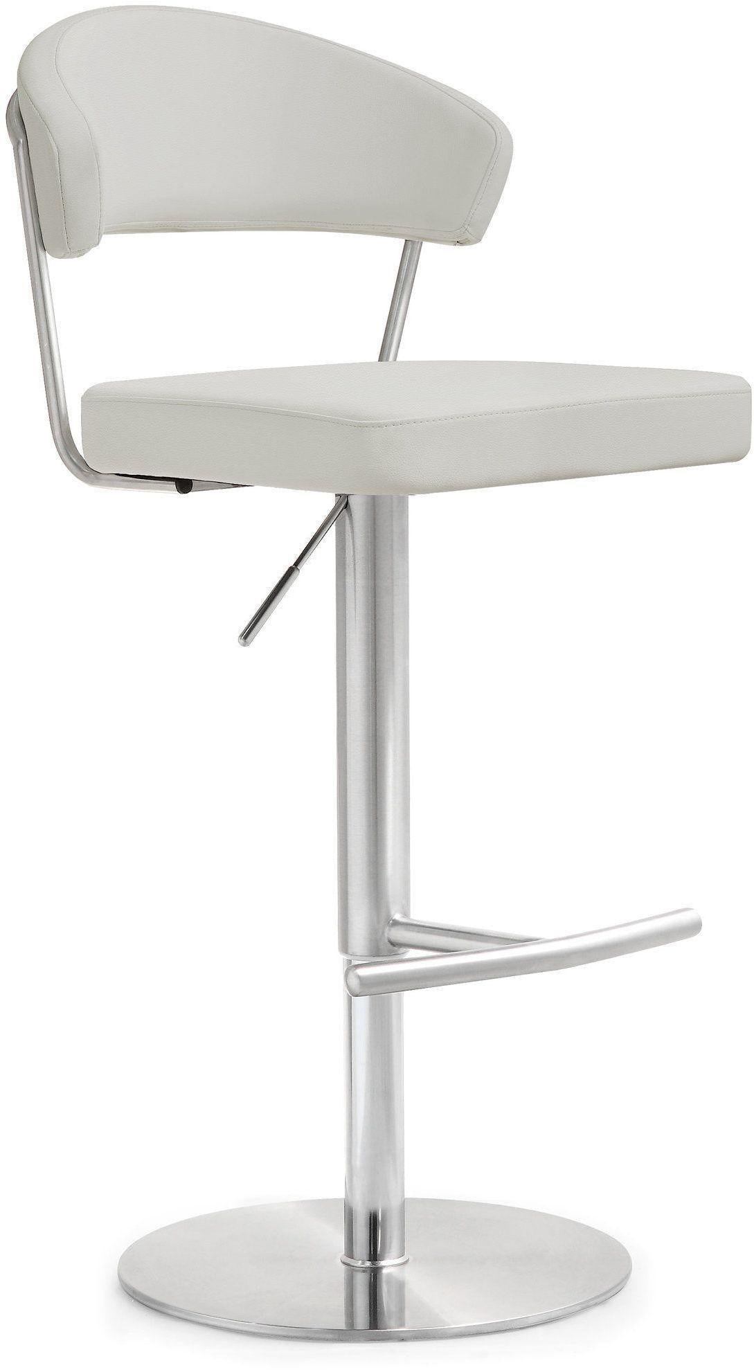 TOV Cosmo Light Grey Performance Vegan Leather and Stainless Steel Barstool
