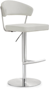 TOV Cosmo Light Grey Performance Vegan Leather and Stainless Steel Barstool
