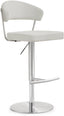 TOV Cosmo Light Grey Performance Vegan Leather and Stainless Steel Barstool