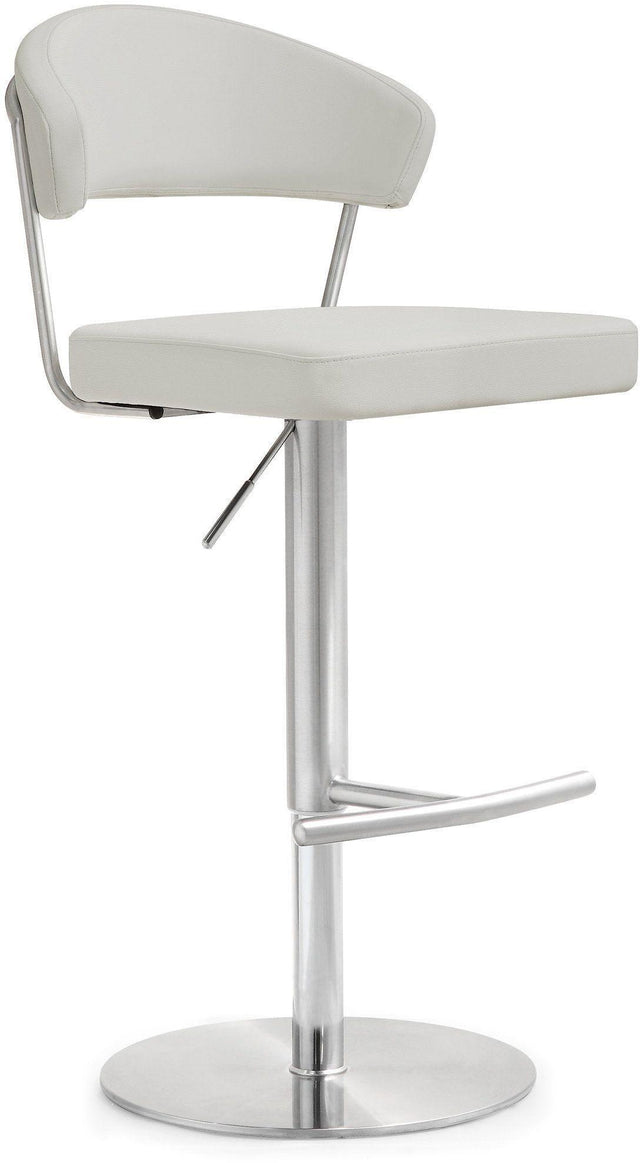 TOV Cosmo Light Grey Performance Vegan Leather and Stainless Steel Barstool