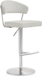TOV Cosmo Light Grey Performance Vegan Leather and Stainless Steel Barstool