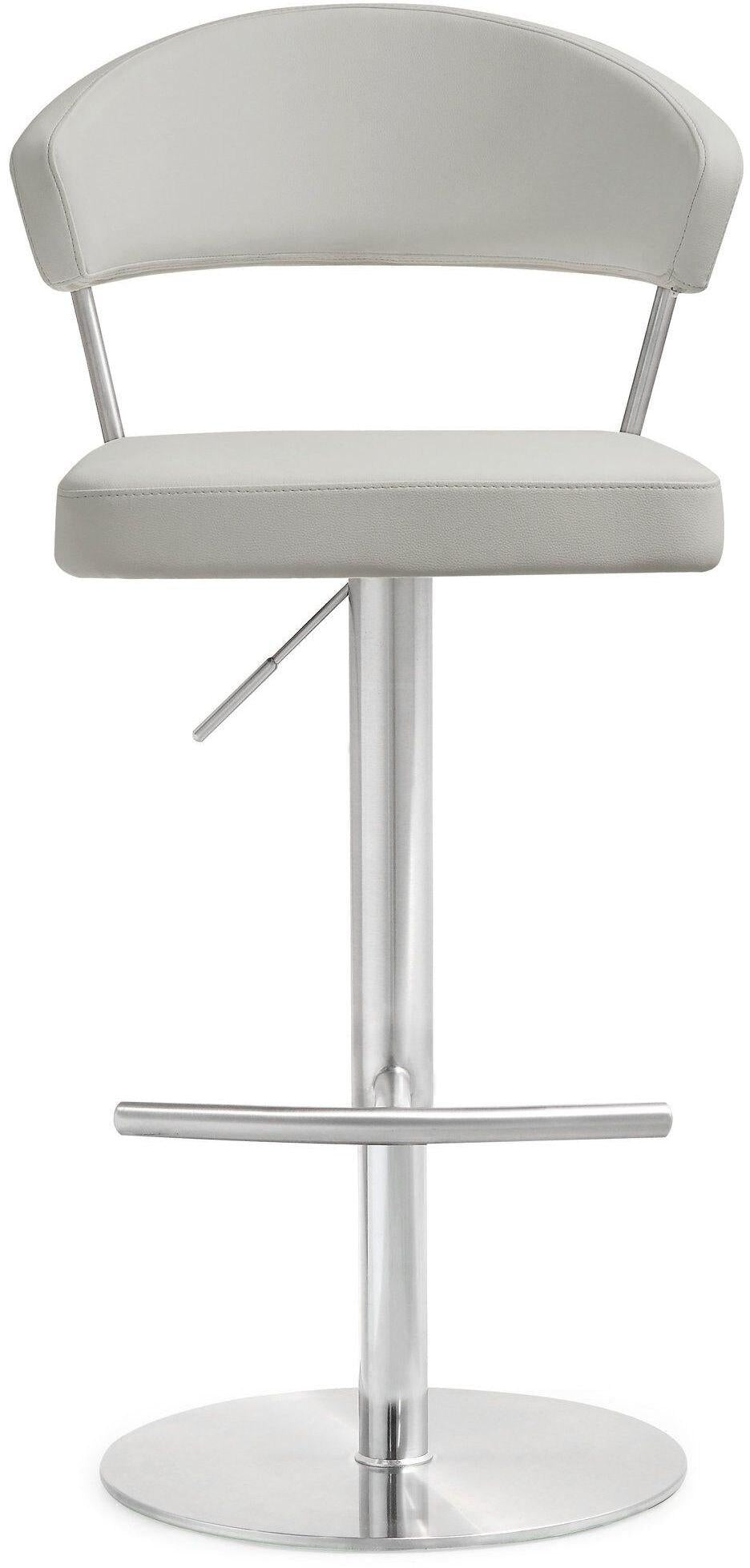 TOV Cosmo Light Grey Performance Vegan Leather and Stainless Steel Barstool