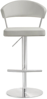 TOV Cosmo Light Grey Performance Vegan Leather and Stainless Steel Barstool