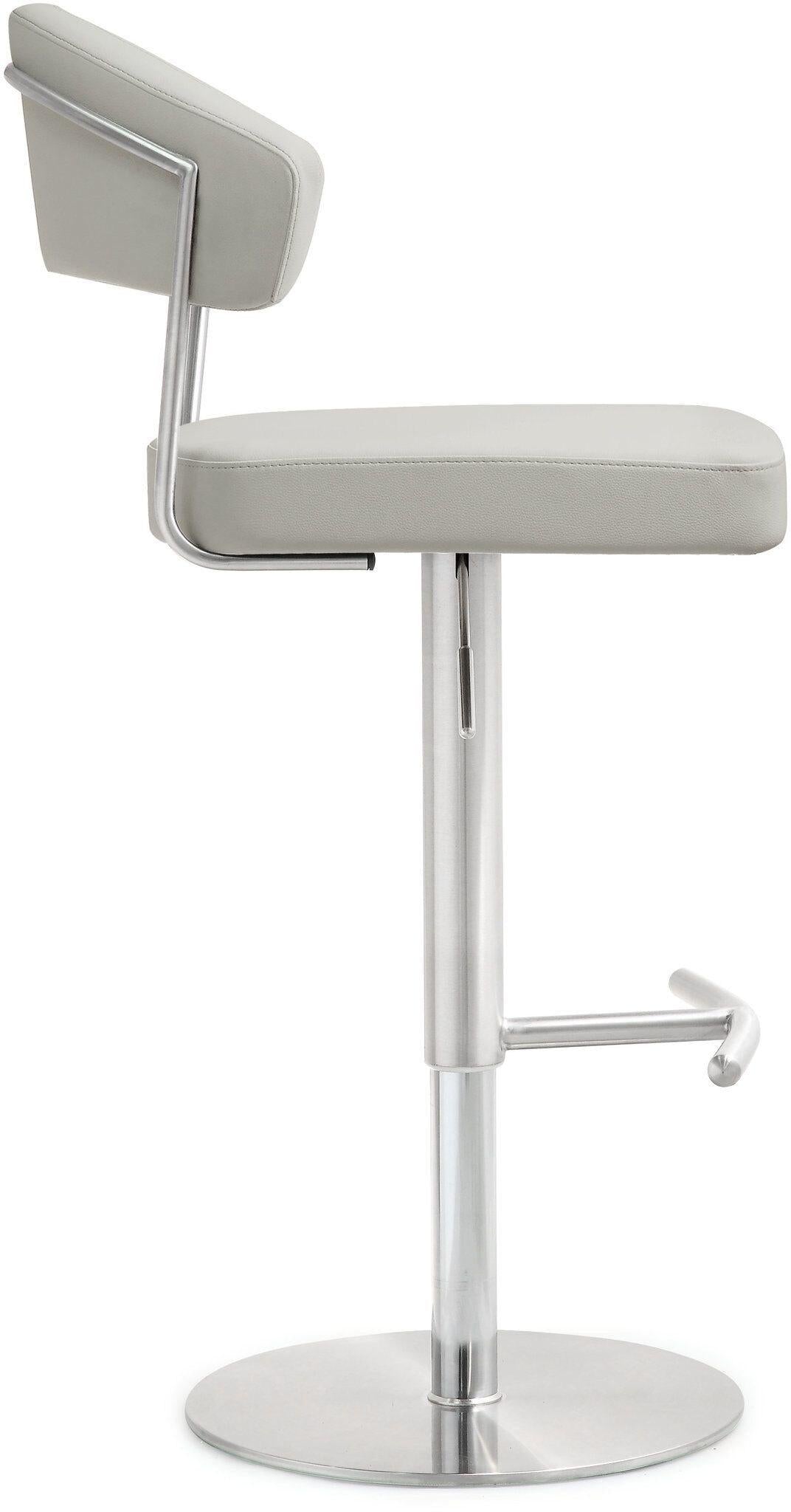 TOV Cosmo Light Grey Performance Vegan Leather and Stainless Steel Barstool