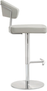 TOV Cosmo Light Grey Performance Vegan Leather and Stainless Steel Barstool
