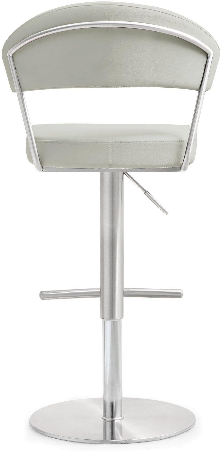 TOV Cosmo Light Grey Performance Vegan Leather and Stainless Steel Barstool